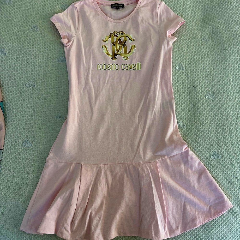 Roberto Cavalli Junior Girls Pink Logo T-Shirt Dress, Size 10